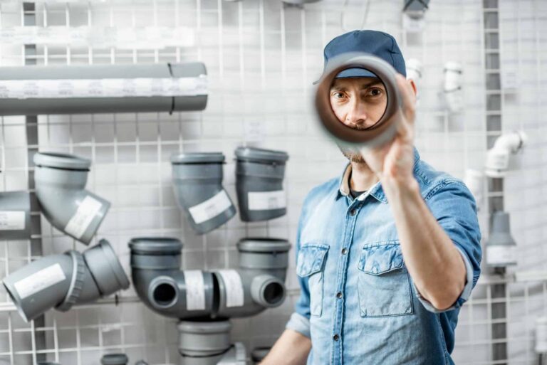 Plumber selecting pipe fittings for a Sheffield plumbing job